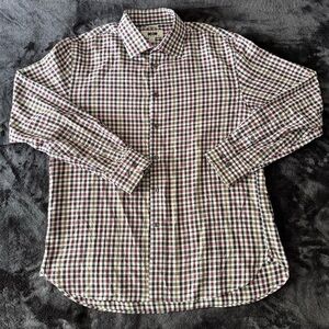 Joseph Abboud Modern Fit Lightweight Plaid Button Up Shirt Checkered Size L Nwot
